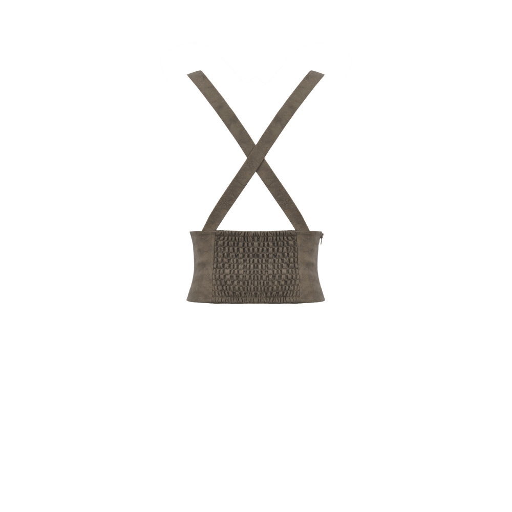 Dark in Love - Steampunk Vintage PU Leather Corset Vest Unterbrustkorsett - Braun